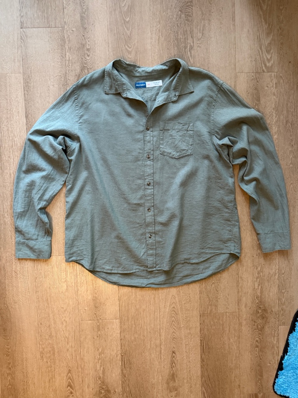 Old Navy Men's Sage Green Linen Blend Button-Down Everyday Shirt